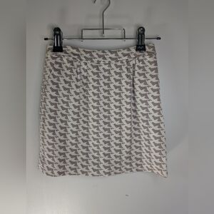 Boden Women's Size 10 Houndstooth Skirt - Cream and Brown Lined And Pockets